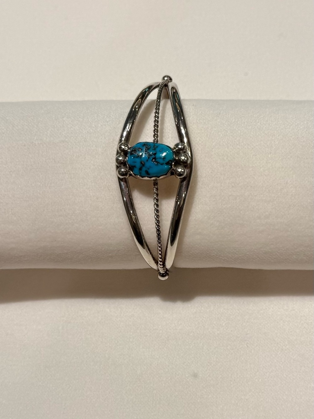 Turquoise Stone Silver Cuff Bracelet - Women's Jewelry